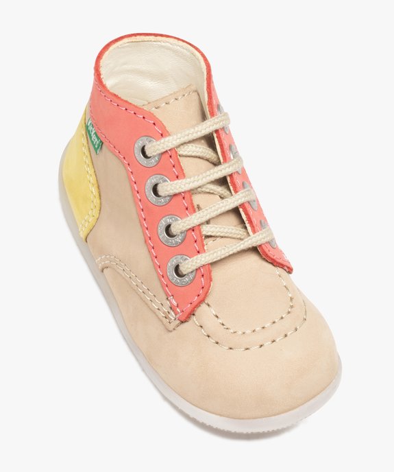 Chaussures premiers pas bébé fille en cuir multicolores - Kickers vue5 - KICKERS - GEMO