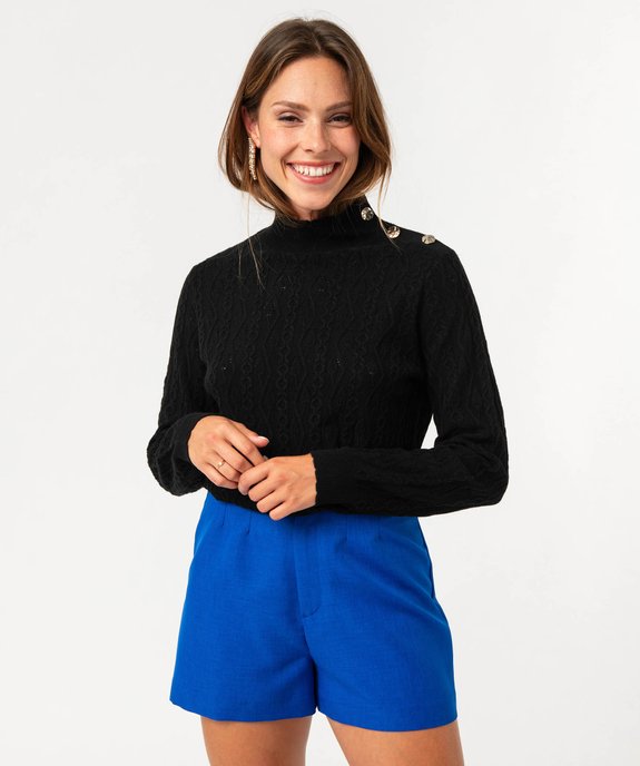 Pull fin en maille fantaisie ajourée femme vue2 - GEMO(FEMME PAP) - GEMO