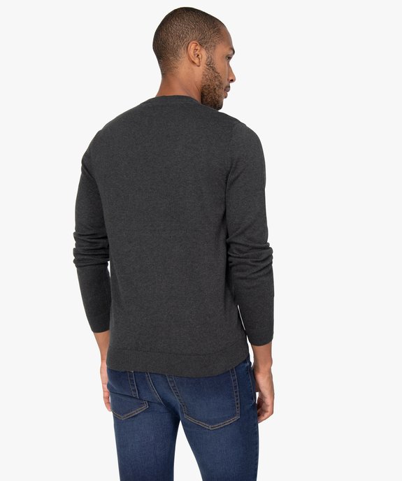 Pull homme à col V en coton fin vue3 - GEMO 4G HOMME - GEMO