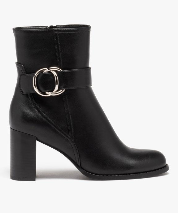 Boots femme unies à talon carré fermeture à zip  vue1 - GEMO(URBAIN) - GEMO