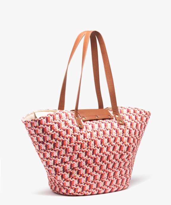 Sac cabas femme en paille multicolore et pailletée vue2 - GEMO (ACCESS) - GEMO