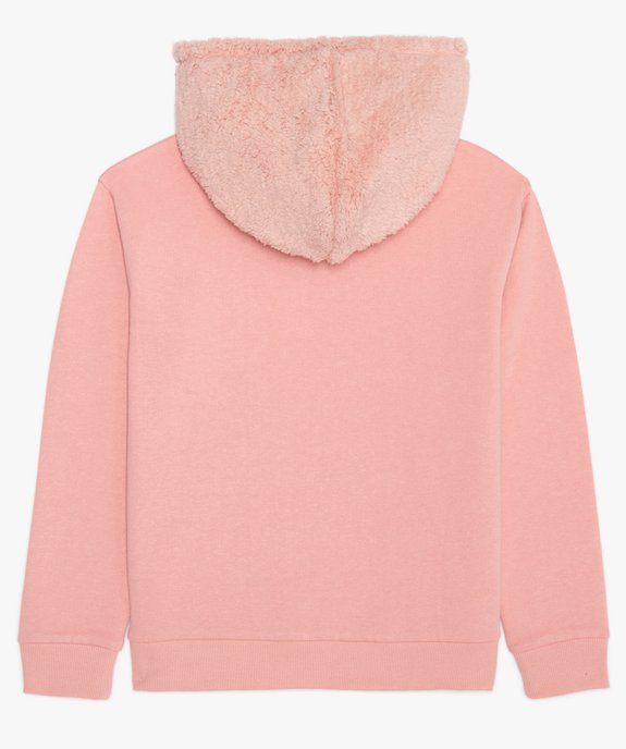 Sweat fille avec poche kangourou et capuche en matière peluche vue2 - GEMO (JUNIOR) - GEMO