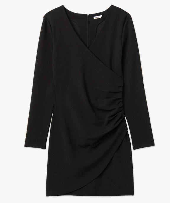 Robe femme ajustée effet drapé à manches longues vue4 - GEMO(FEMME PAP) - GEMO