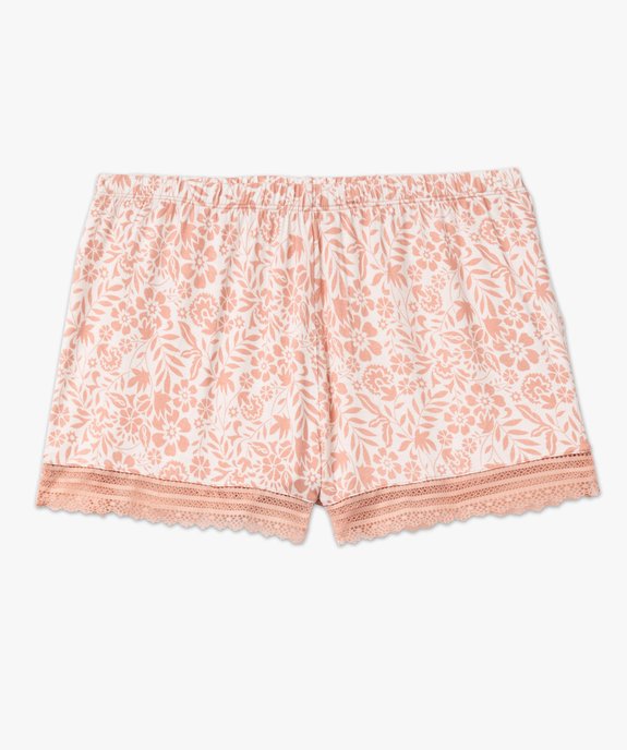 Short de pyjama en maille fluide avec bas en dentelle femme vue4 - GEMO 4G FEMME - GEMO