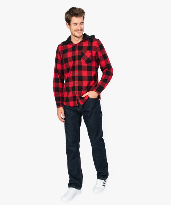 Chemise homme à carreaux avec capuche amovible vue5 - GEMO (HOMME) - GEMO