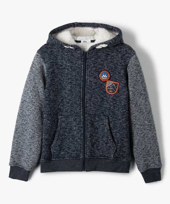 Sweat garçon zippé avec capuche doublé sherpa vue1 - GEMO (ENFANT) - GEMO