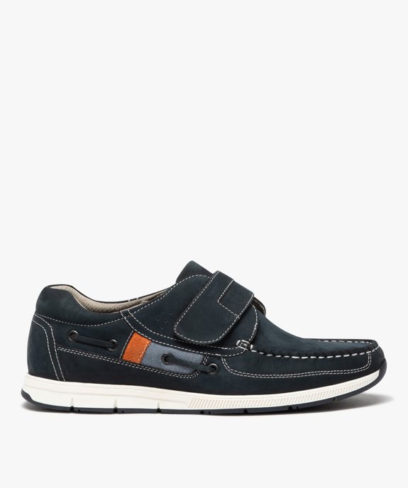 Chaussures bateau homme confort dessus en cuir uni et à scratch vue1 - G'FLEX GEMO FOR GOOD - GEMO