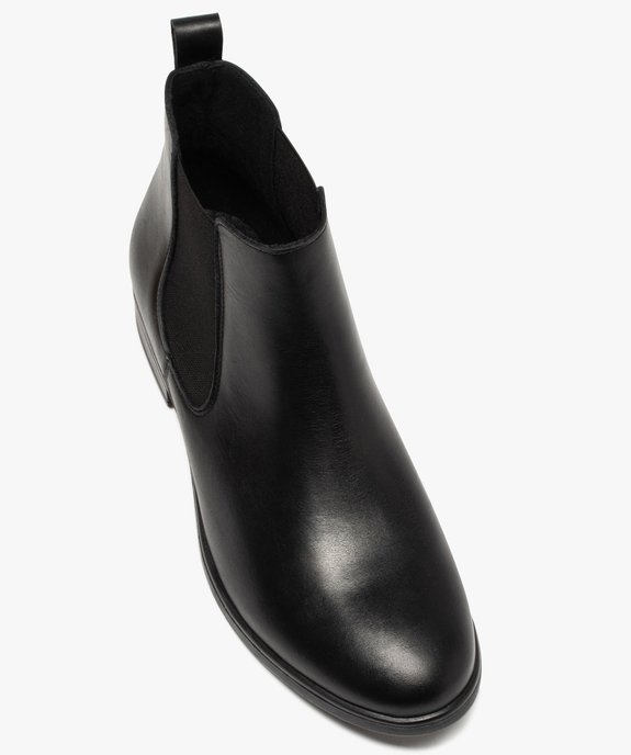 Boots femme à talon plat unis en cuir style Chelsea vue5 - VALENTINA BALDANO - GEMO