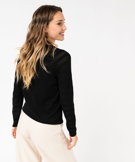 Pull fin avec manches en maille fantaisie femme vue3 - GEMO 4G FEMME - GEMO