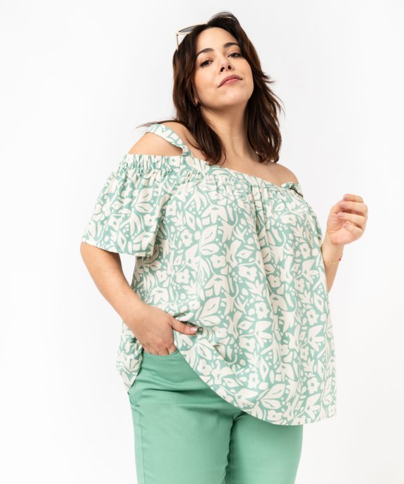 Blouse à bretelles et col Bardot femme grande taille vue1 - GEMO 4G GT - GEMO