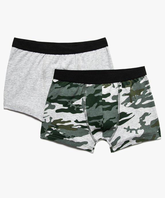 Boxer garçon en coton stretch camouflage (lot de 2) vue1 - GEMO (JUNIOR) - GEMO