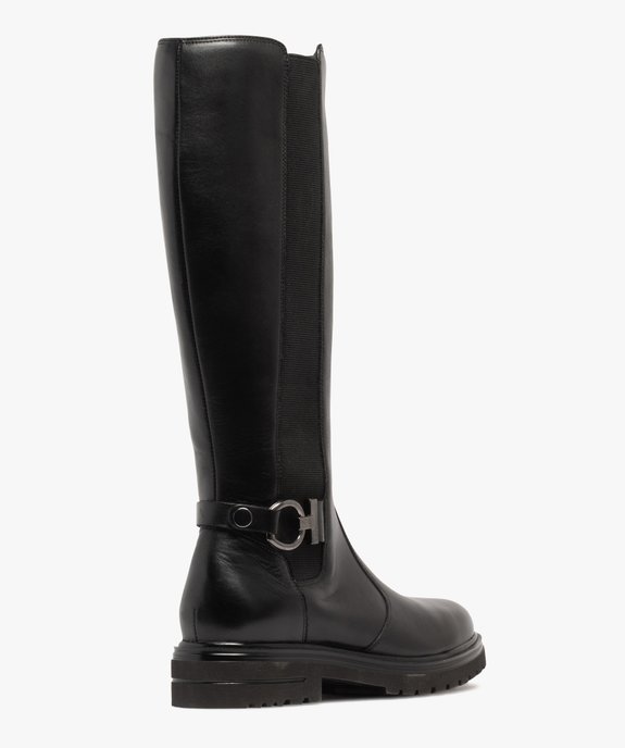 Bottes femme montantes dessus en cuir avec bande élastique et bride fantaisie vue4 - 5 MILES - GEMO