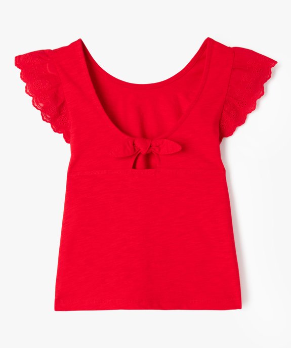 Tee-shirt manches courtes en broderie anglaise et dos fantaisie fille vue4 - GEMO (ENFANT) - GEMO