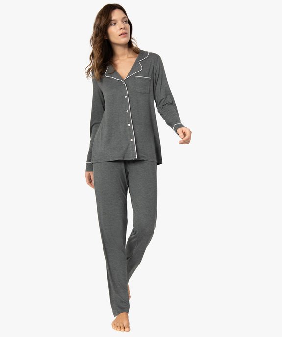 Pyjama deux pièces femme : chemise et pantalon vue1 - GEMO 4G FEMME - GEMO