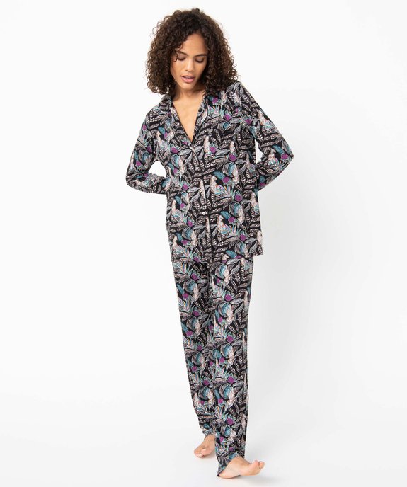 Pyjama deux pièces femme : chemise et pantalon vue1 - GEMO 4G FEMME - GEMO