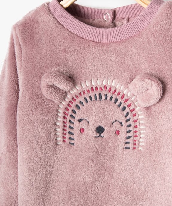 Sweat en maille peluche avec motif brodé bébé fille vue2 - GEMO(BEBE DEBT) - GEMO