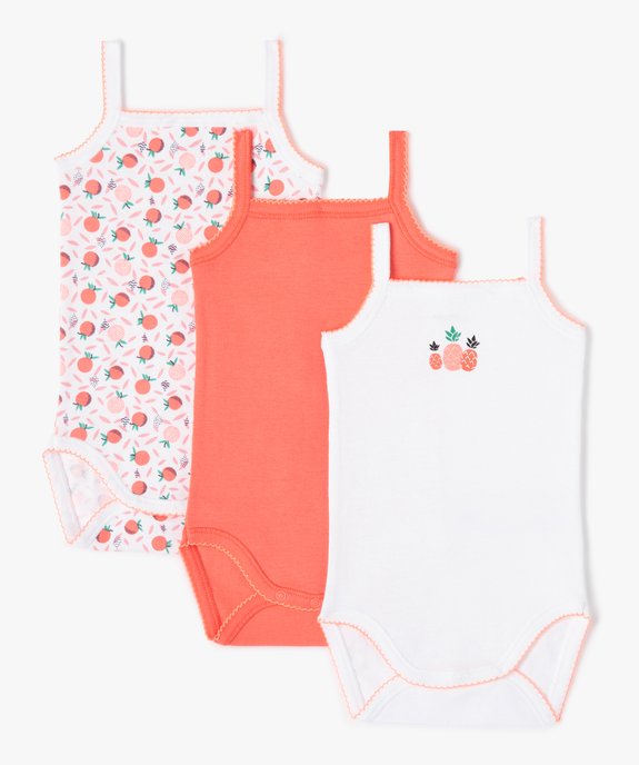 Body bébé à bretelles motif fruits et détails fluo (lot de 3) vue1 - NOGASPI - GEMO