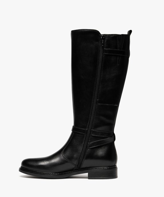 Bottes femme style cavalière dessus en cuir et brides fantaisie - Taneo vue4 - TANEO - GEMO