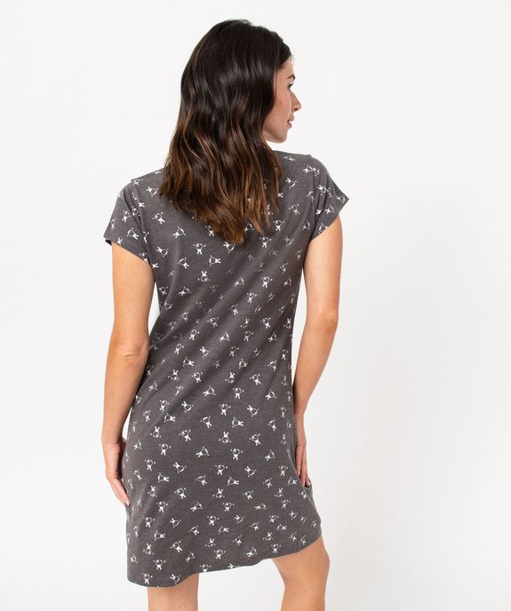 Chemise de nuit imprimée à manches courtes femme vue3 - GEMO 4G FEMME - GEMO