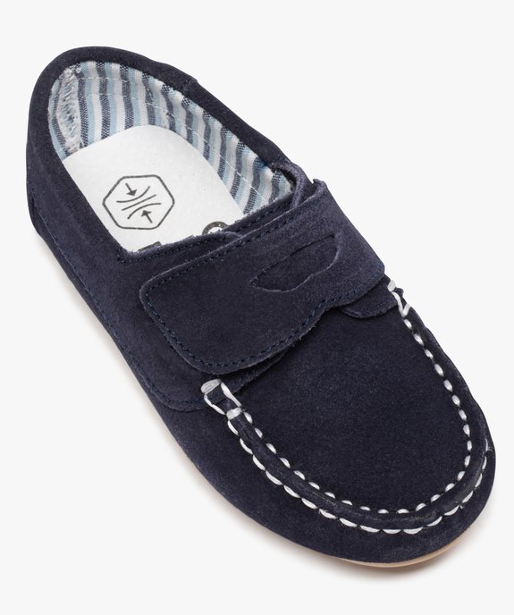 Mocassins garçon dessus cuir retourné fermeture scratch vue5 - GEMO (ENFANT) - GEMO