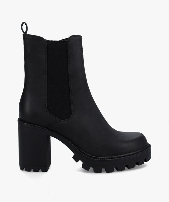 Boots femme Chelsea à talon et semelle crantée vue1 - GEMO(URBAIN) - GEMO