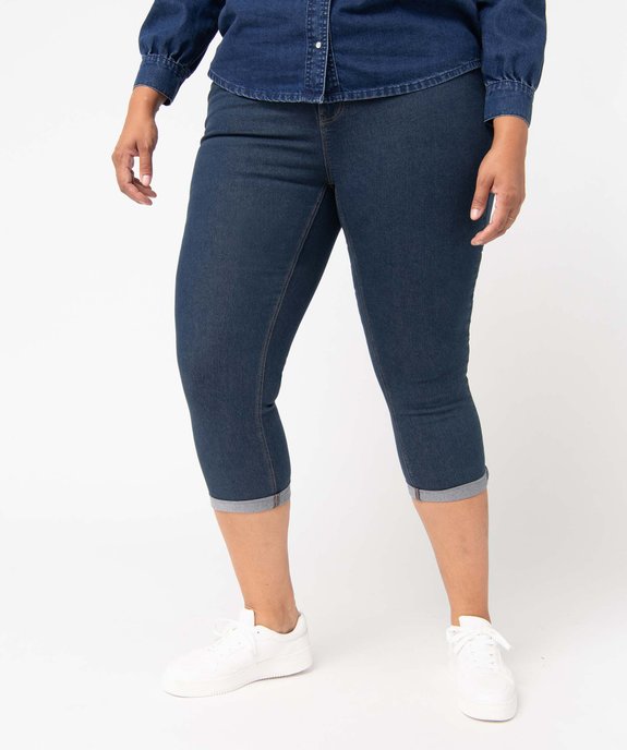 Pantacourt femme grande taille coupe slim en denim stretch vue1 - GEMO (G TAILLE) - GEMO