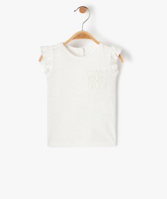 Tee-shirt bébé fille sans manches à volant et poche en crochet vue1 - GEMO(BEBE DEBT) - GEMO