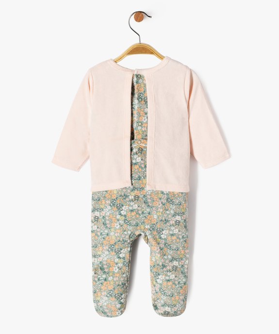 Pyjama en velours effet 2 en 1 motifs fleuris bébé fille vue4 - GEMO 4G BEBE - GEMO