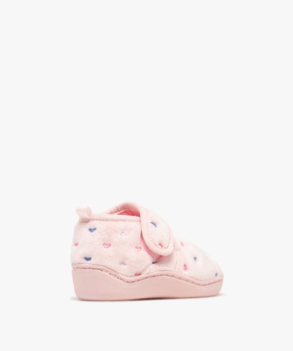 Chaussons bottillons en velours avec motifs coeurs brodés bébé fille vue4 - GEMO 4G BEBE - GEMO