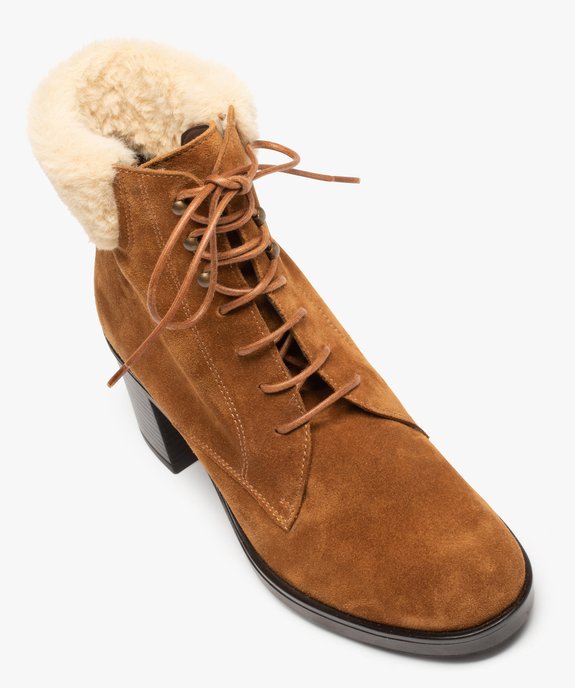 Bottines femme dessus cuir retourné col fourré – Tanéo vue5 - TANEO - GEMO