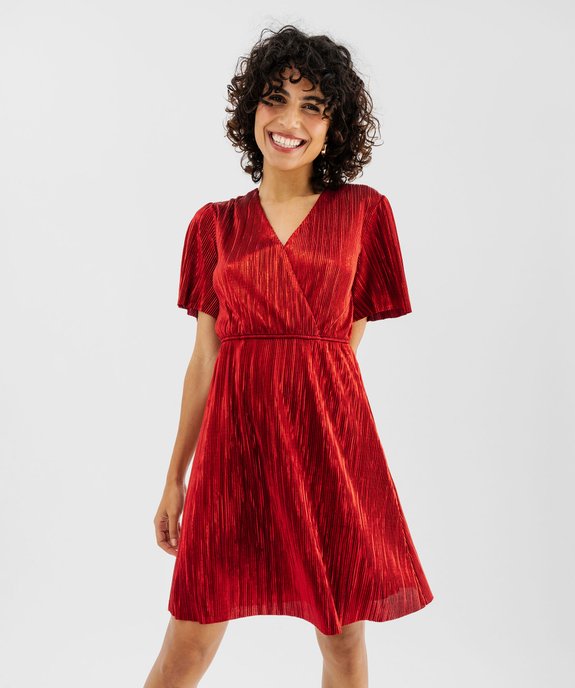 Robe de soirée en maille plissée métallisée femme vue1 - GEMO(FEMME PAP) - GEMO