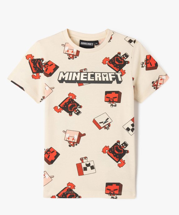 Tee-shirt manches courtes imprimé garçon - Minecraft vue3 - MINECRAFT - GEMO