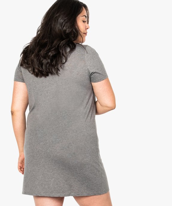 Chemise de nuit à manches courtes avec motifs femme grande taille vue3 - GEMO 4G FEMME - GEMO