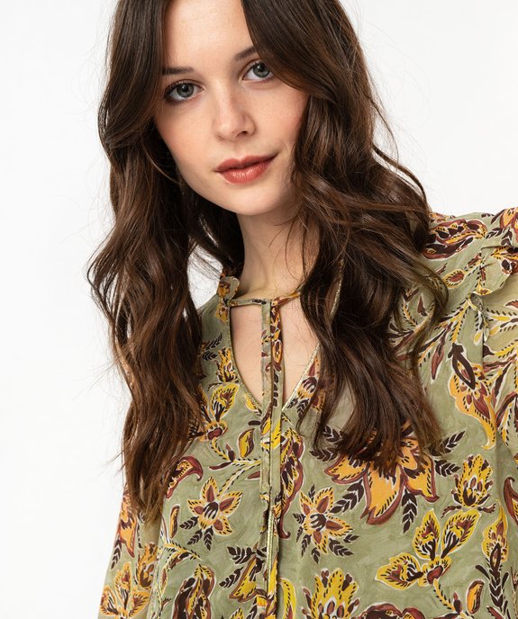 Blouse à manches longues en voile à motifs fleuris femme vue2 - GEMO(FEMME PAP) - GEMO