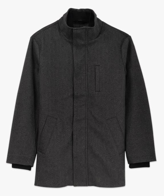 Manteau court à motifs chevrons avec col en bord-côte amovible homme vue4 - GEMO (HOMME) - GEMO