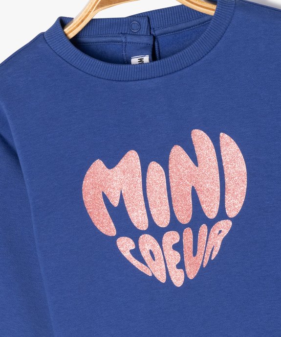 Sweat molletonné bébé fille avec motifs et message vue2 - GEMO 4G BEBE - GEMO