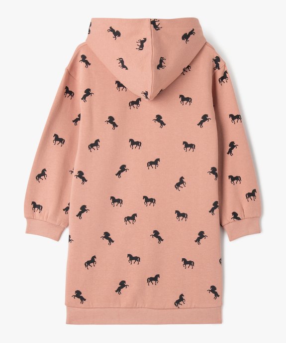 Robe sweat imprimée à capuche fille vue3 - GEMO 4G FILLE - GEMO