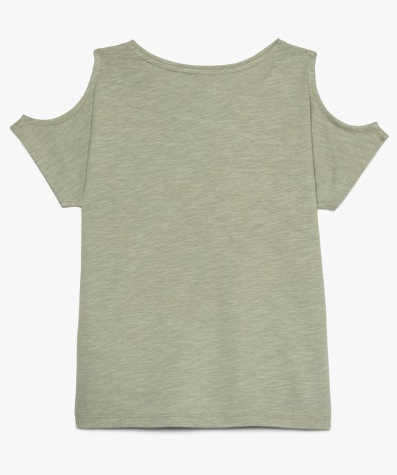 Tee-shirt fille en coton bio avec épaules dénudées vue2 - GEMO 4G FILLE - GEMO