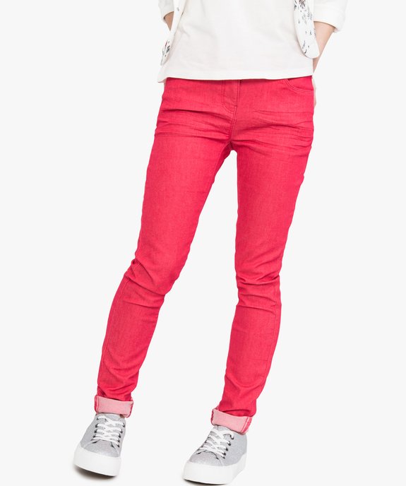 Pantalon slim uni effet plissé vue1 - GEMO (JUNIOR) - GEMO