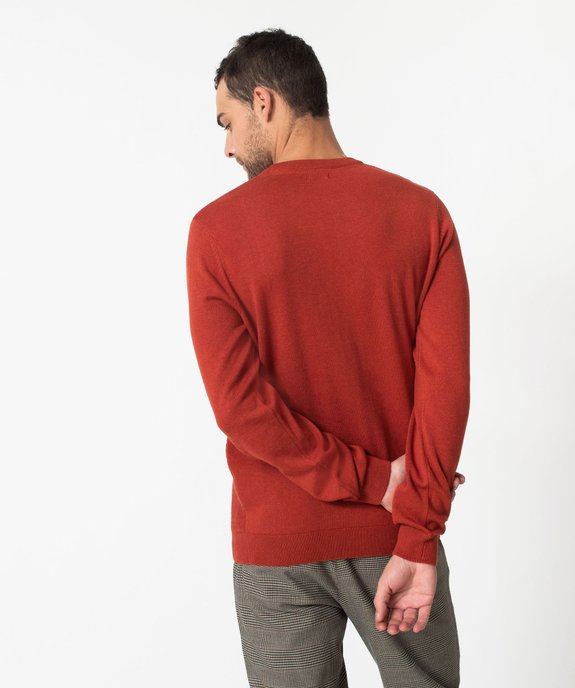 Pull en coton homme avec maille fantaisie sur l’avant vue3 - GEMO (HOMME) - GEMO