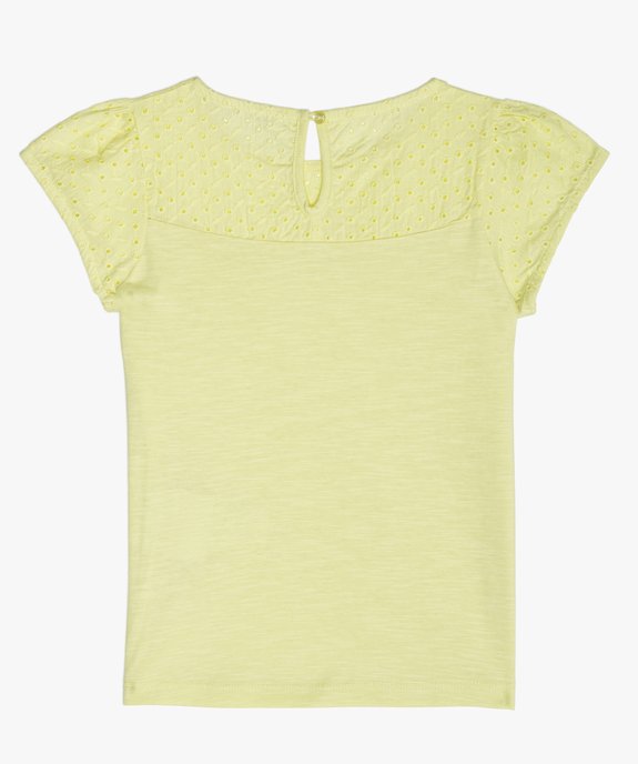 Tee-shirt fille avec haut en broderie anglaise vue3 - GEMO (ENFANT) - GEMO