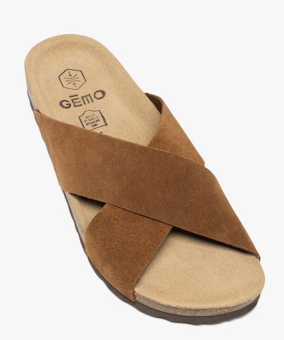 Mules femme en cuir style casual avec brides croisées unies  vue5 - GEMO (CASUAL) - GEMO