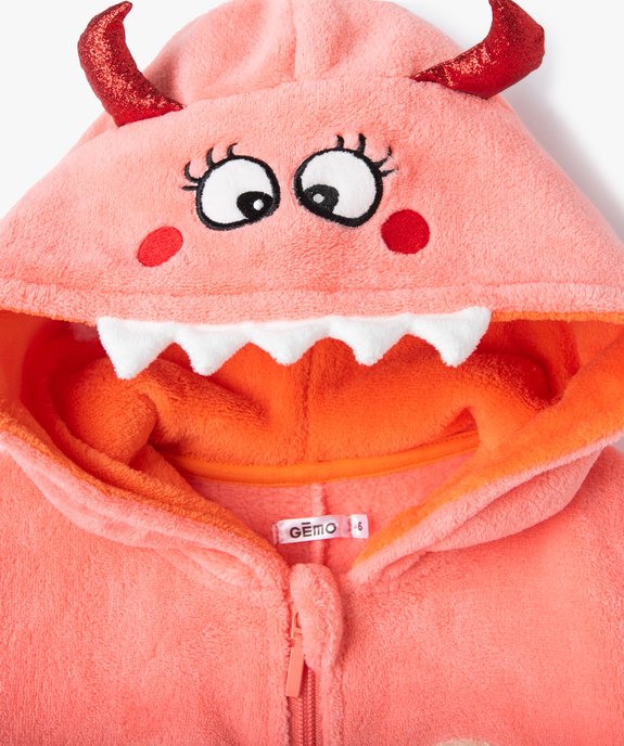 Combinaison pyjama fille avec capuche animée monstre vue2 - GEMO (ENFANT) - GEMO