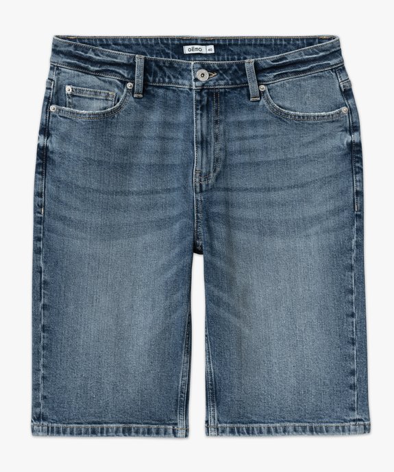 Bermuda en jean stretch et délavé coupe droite homme vue4 - GEMO 4G HOMME - GEMO