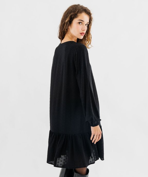 Robe à manches longues avec volant dans le bas femme vue3 - GEMO 4G FEMME - GEMO