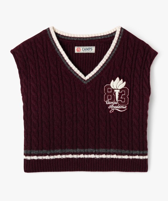 Pull sans manches col V en maille torsadée fille - Camps United vue1 - CAMPS - GEMO