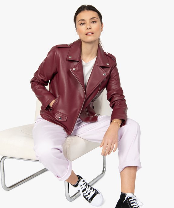 Blouson femme façon perfecto avec zips vue1 - GEMO(FEMME PAP) - GEMO