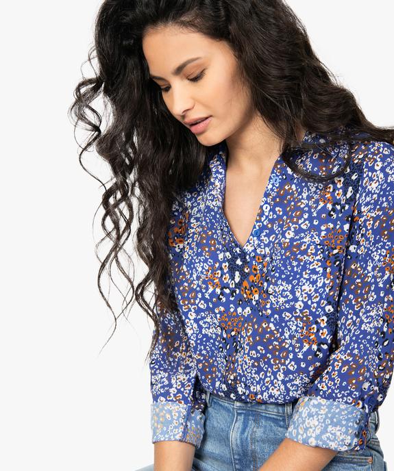 Blouse femme fluide à motifs et col v à boutons vue5 - GEMO(FEMME PAP) - GEMO