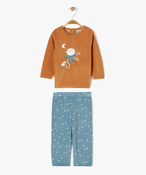 Pyjama en velours 2 pièces imprimé tigre astronaute bébé vue1 - GEMO 4G BEBE - GEMO