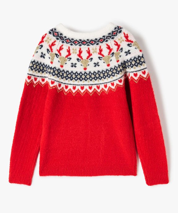 Pull de Noël fille en jacquard à détails dorés vue4 - GEMO (ENFANT) - GEMO